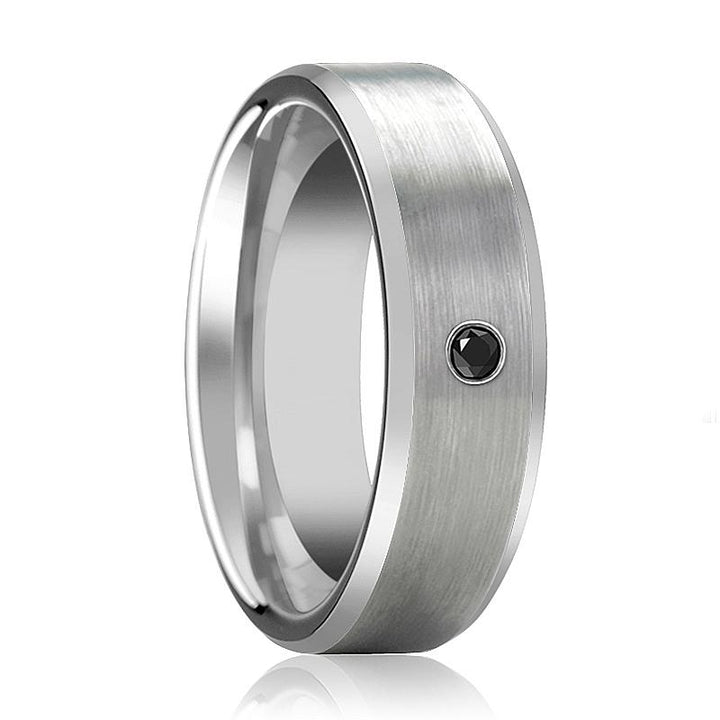 RUDRA | Silver Tungsten Ring with Black Diamond - Rings - Aydins Jewelry - 1