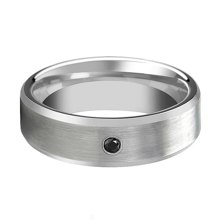 RUDRA | Silver Tungsten Ring with Black Diamond - Rings - Aydins Jewelry - 2