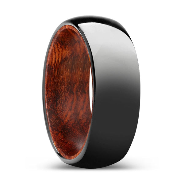 RUSTICO | Snake Wood, Black Tungsten Ring, Shiny, Domed - Rings - Aydins Jewelry - 1