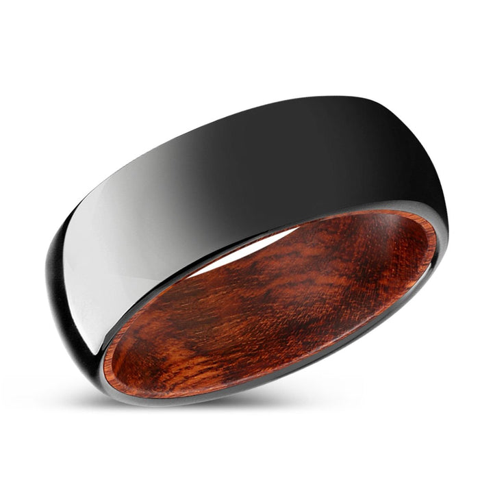 RUSTICO | Snake Wood, Black Tungsten Ring, Shiny, Domed - Rings - Aydins Jewelry - 2