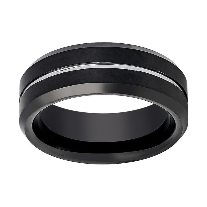 SAGAN | Tungsten Ring Silver Groove - Rings - Aydins Jewelry - 2