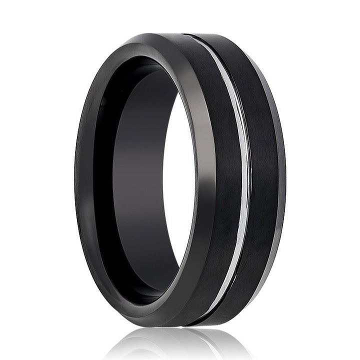 SAGAN | Tungsten Ring Silver Groove - Rings - Aydins Jewelry - 1