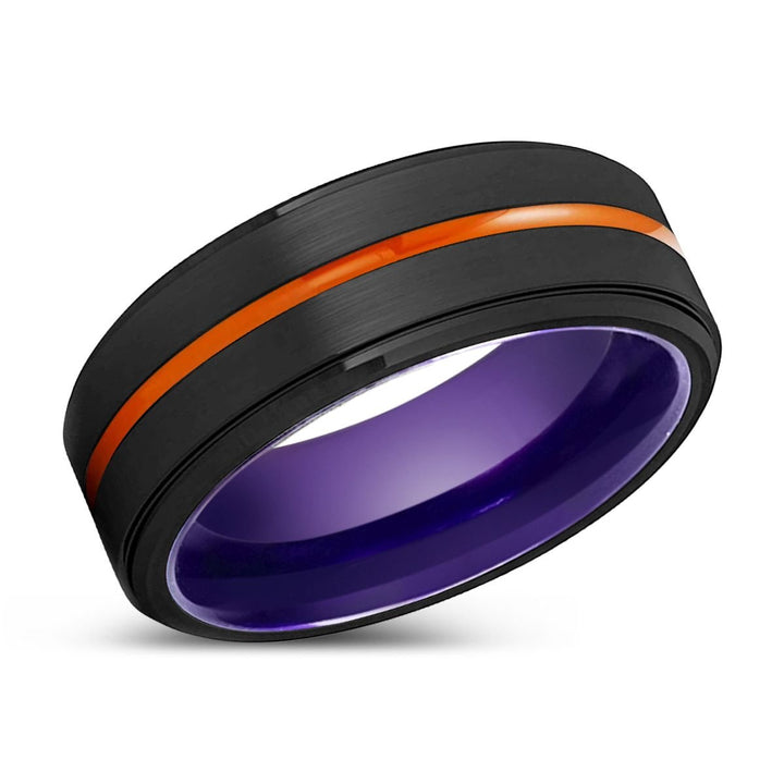 SALEM | Purple Ring, Black Tungsten Ring, Orange Groove, Stepped Edge - Rings - Aydins Jewelry - 2