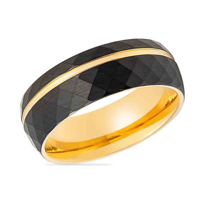 SAMSON | Gold Tungsten Ring, Gold Off-Center Groove, Domed - Rings - Aydins Jewelry - 2