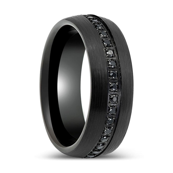 SANCHO | Black Tungsten Ring with Black CZ - Rings - Aydins Jewelry - 1