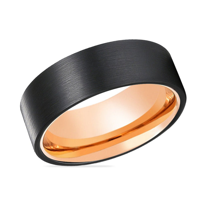 SCARLET | Rose Gold Tungsten Ring Black Brushed Flat - Rings - Aydins Jewelry - 2