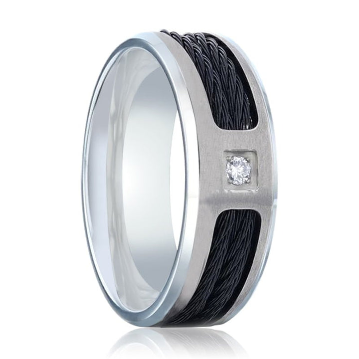 SECTOR | Titanium Ring Diamond Centered - Rings - Aydins Jewelry - 1