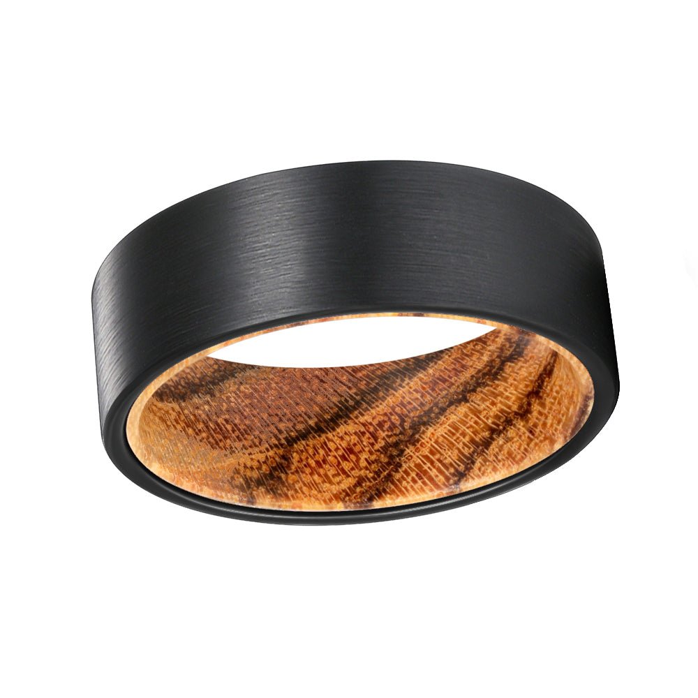 SEDONA | Bocote Wood, Black Flat Brushed Tungsten - Rings - Aydins Jewelry - 4