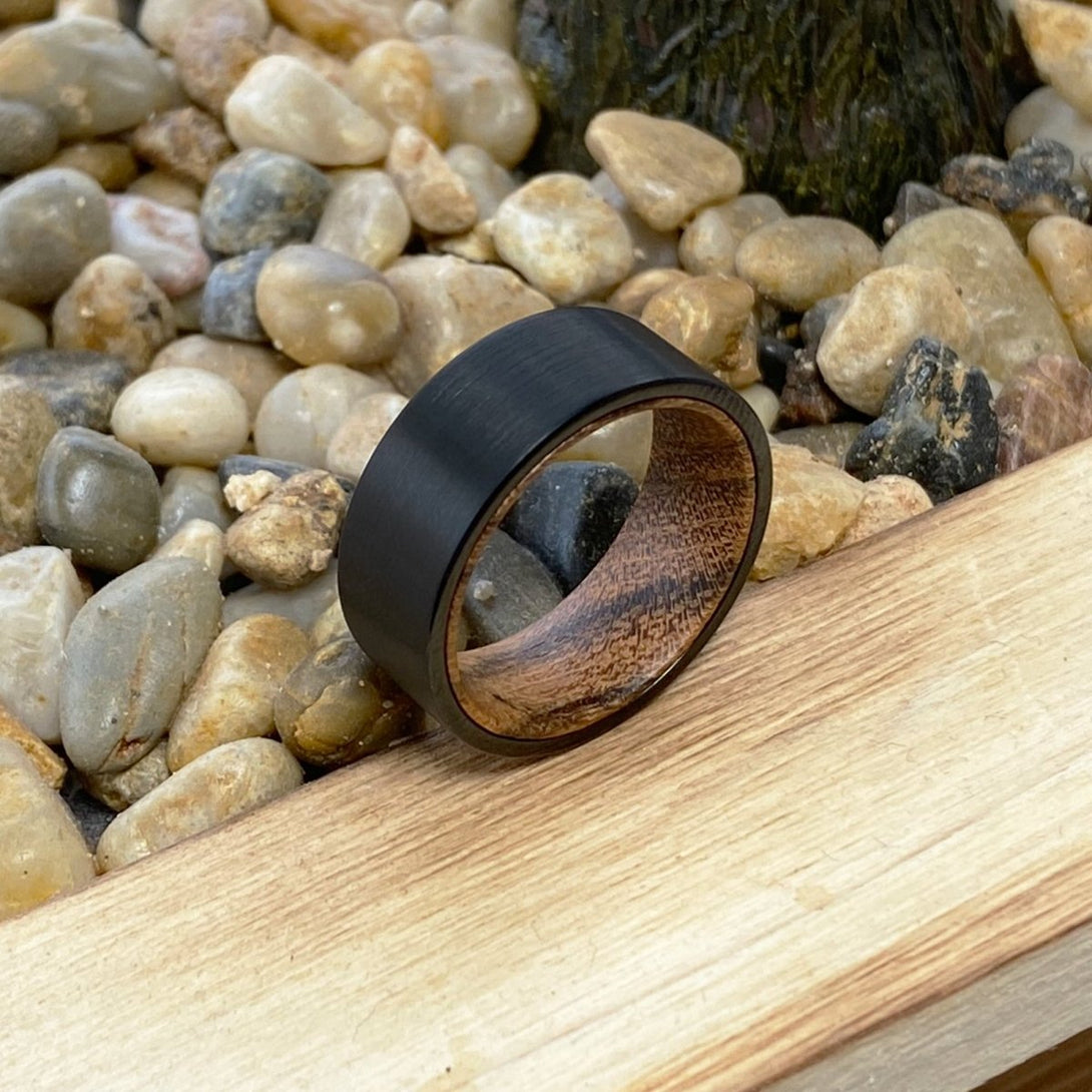 SEDONA | Bocote Wood, Black Flat Brushed Tungsten - Rings - Aydins Jewelry - 5