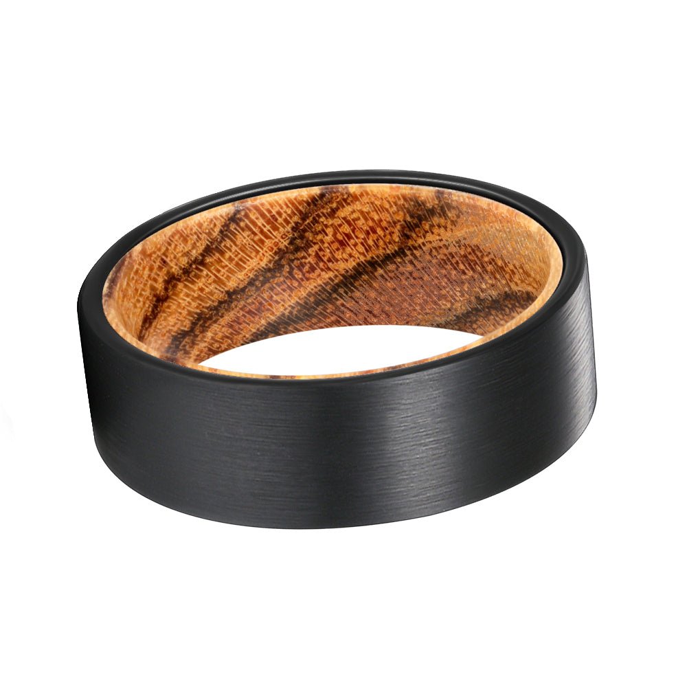 SEDONA | Bocote Wood, Black Flat Brushed Tungsten - Rings - Aydins Jewelry - 3