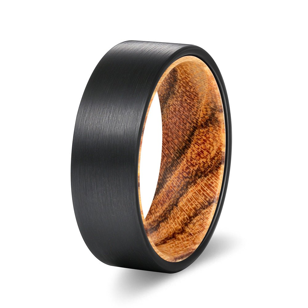 SEDONA | Bocote Wood, Black Flat Brushed Tungsten - Rings - Aydins Jewelry - 2