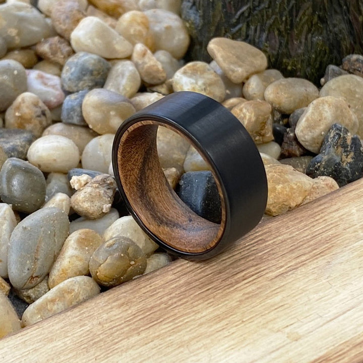 SEDONA | Bocote Wood, Black Flat Brushed Tungsten - Rings - Aydins Jewelry - 6