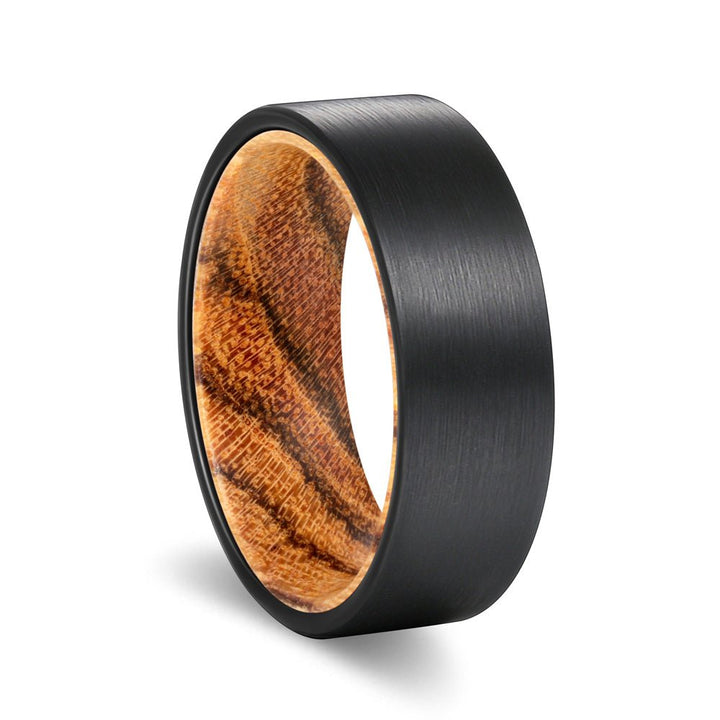 SEDONA | Bocote Wood, Black Flat Brushed Tungsten - Rings - Aydins Jewelry - 1