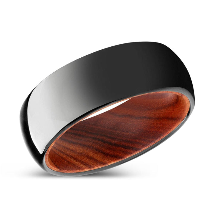 SEQUOIA | IRON Wood, Black Tungsten Ring, Shiny, Domed - Rings - Aydins Jewelry - 2