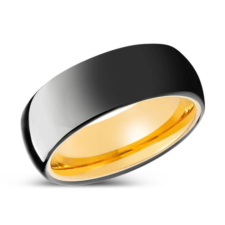 SERENAD | Gold Ring, Black Tungsten Ring, Shiny, Domed Tungsten - Rings - Aydins Jewelry - 2