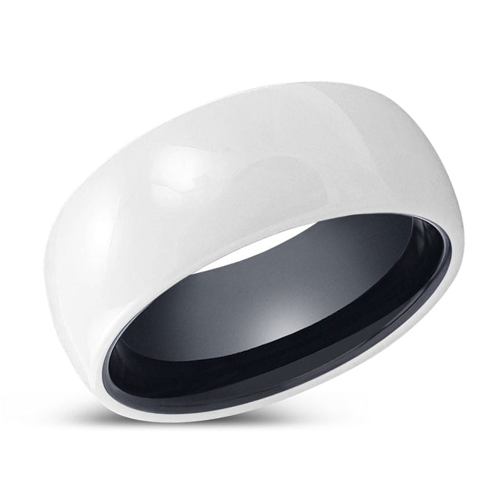 SHEEN | Black Ring, White Ceramic Ring, Domed - Rings - Aydins Jewelry - 2