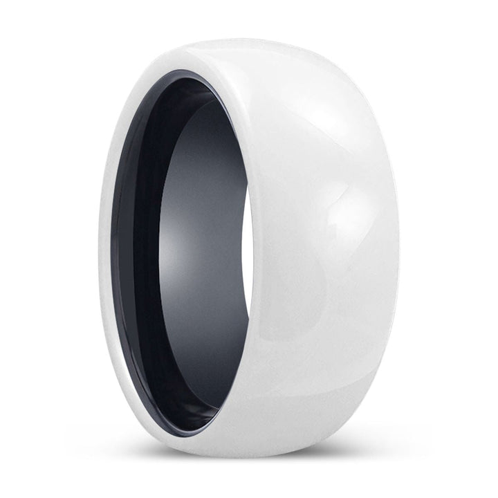 SHEEN | Black Ring, White Ceramic Ring, Domed - Rings - Aydins Jewelry - 1
