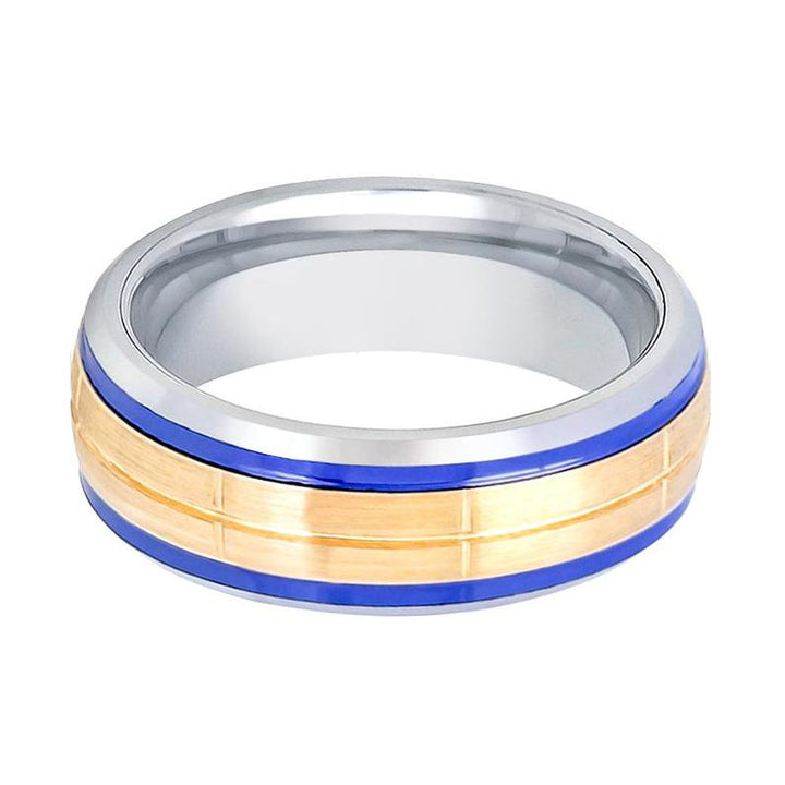 SHIMZO | Silver Tungsten Ring, Blue Hue/Bluish Trims, Domed - Rings - Aydins Jewelry - 2