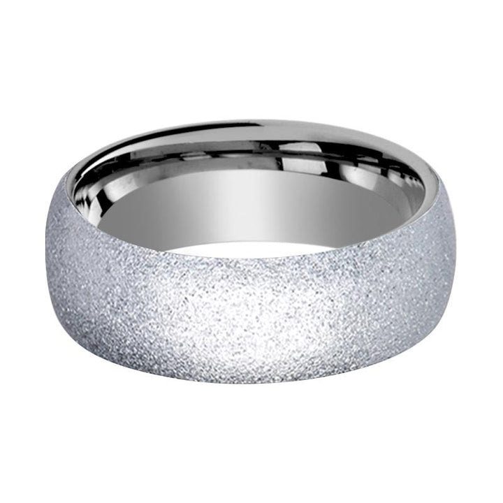 QUARTZ | Silver Tungsten Ring, Sandblasted Crystalline Finish, Domed - Rings - Aydins Jewelry - 2