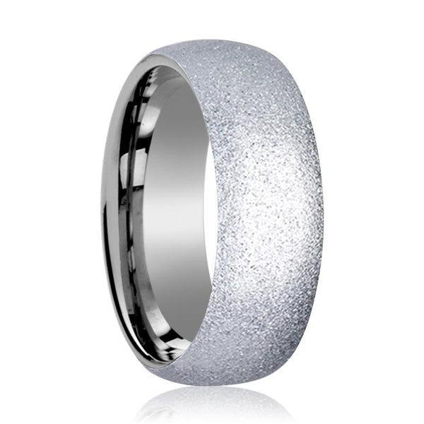 QUARTZ | Silver Tungsten Ring, Sandblasted Crystalline Finish, Domed