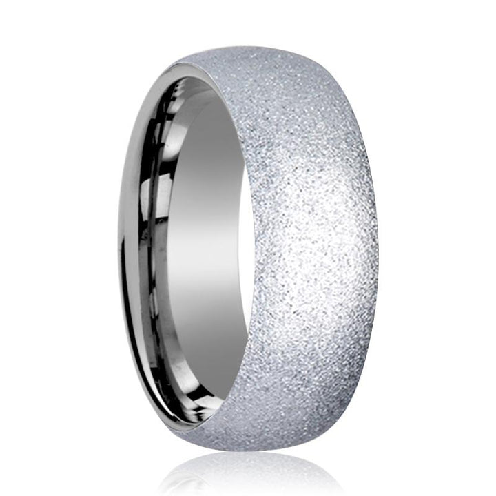 QUARTZ | Silver Tungsten Ring, Sandblasted Crystalline Finish, Domed - Rings - Aydins Jewelry - 1
