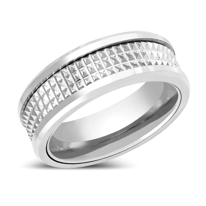 SILVERFANG | Silver Tungsten Ring with Jagged Center - Rings - Aydins Jewelry - 2