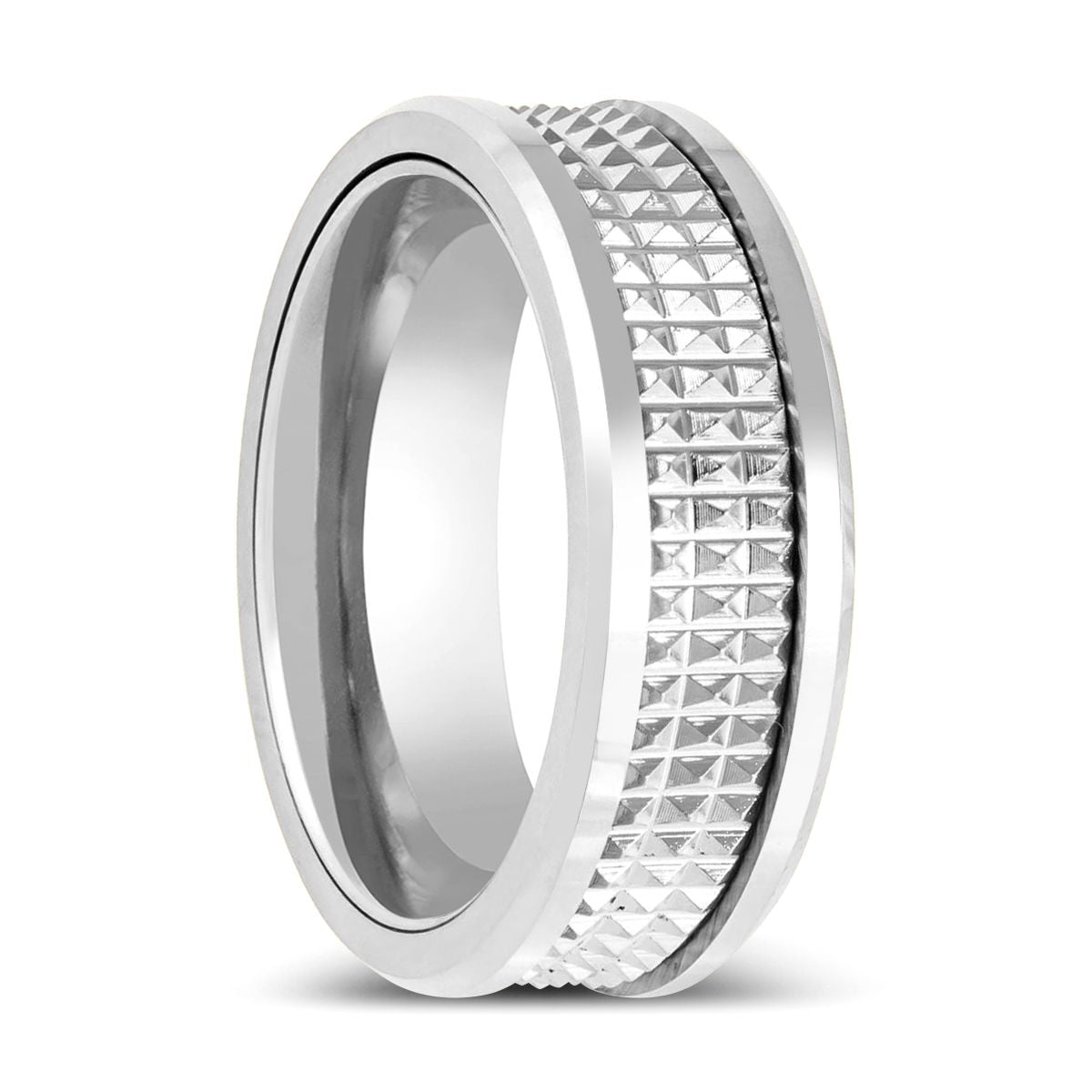 SILVERFANG | Silver Tungsten Ring with Jagged Center – Aydins Jewelry