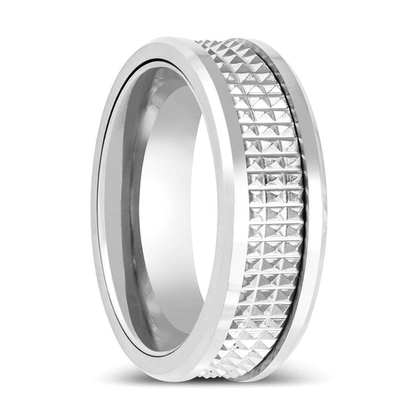 SILVERFANG | Silver Tungsten Ring with Jagged Center - Rings - Aydins Jewelry