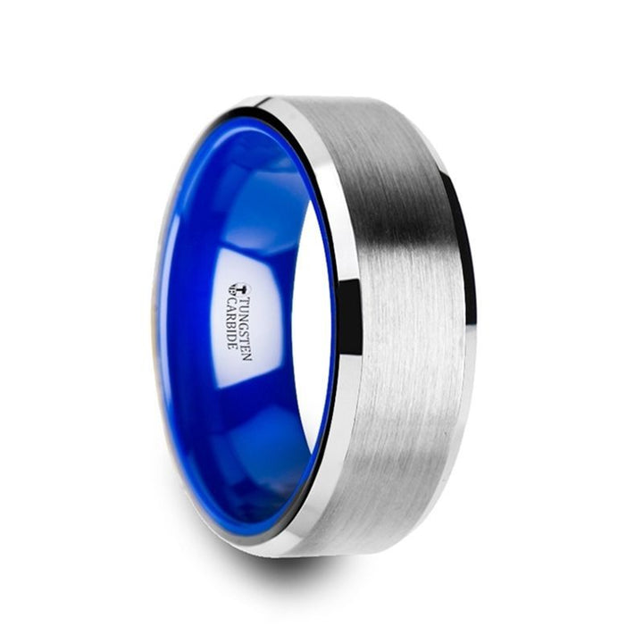 SIRIUS | Tungsten Ring Vibrant Blue Ceramic Inside - Rings - Aydins Jewelry - 1