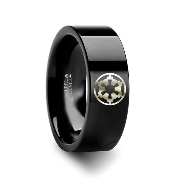 Sith Imperial Emblem Star Wars Black Tungsten Engraved Ring - 10mm - 12mm - Rings - Aydins Jewelry - 1