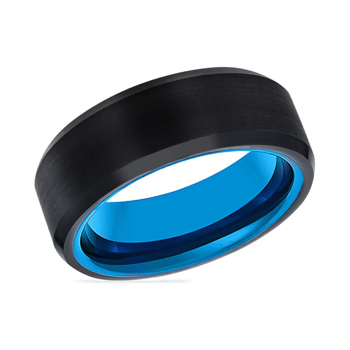 SKYLAR | Blue Tungsten Ring, Black Tungsten Ring, Brushed, Beveled - Rings - Aydins Jewelry - 2