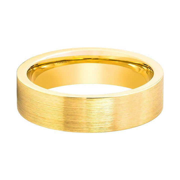 SLENDER | Gold Tungsten Ring, Brushed, Flat - Rings - Aydins Jewelry