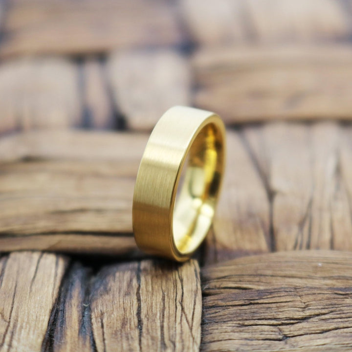 SLENDER | Gold Tungsten Ring, Brushed, Flat - Rings - Aydins Jewelry