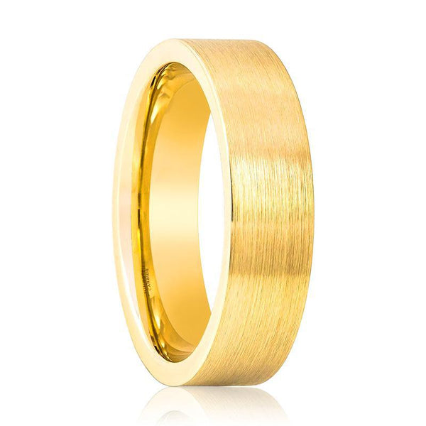 SLENDER | Gold Tungsten Ring, Brushed, Flat - Rings - Aydins Jewelry - 1