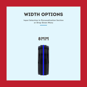 SMISON | Green & Red Wood, Black Tungsten Ring, Blue Groove, Stepped Edge - Rings - Aydins Jewelry - 3