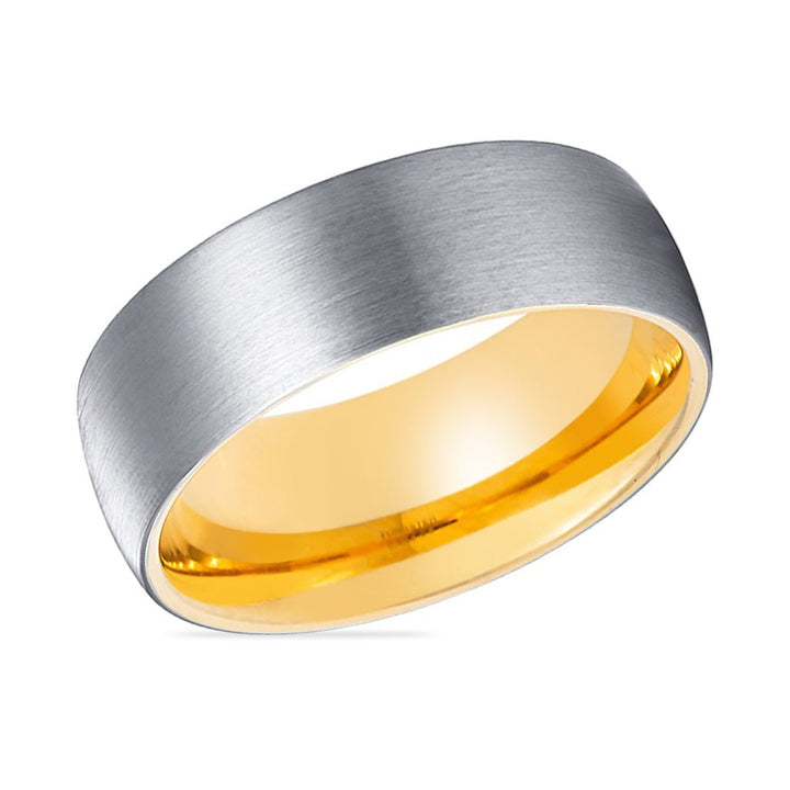 SOLAR | Gold Ring, Silver Tungsten Ring, Brushed, Domed - Rings - Aydins Jewelry - 2