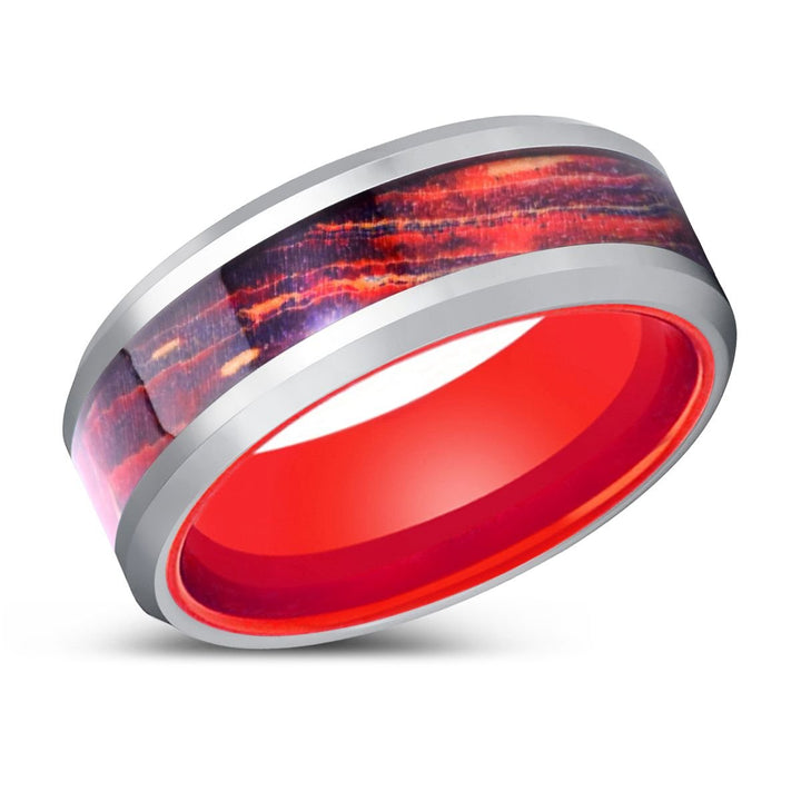 SOLARFLARE | Red Ring, Galaxy Wood Inlay Ring, Silver Edges - Rings - Aydins Jewelry - 2