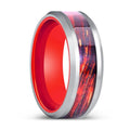 SOLARFLARE | Red Ring, Galaxy Wood Inlay Ring, Silver Edges - Rings - Aydins Jewelry - 1