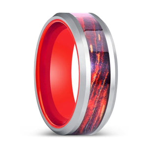 SOLARFLARE | Red Ring, Galaxy Wood Inlay Ring, Silver Edges - Rings - Aydins Jewelry - 1