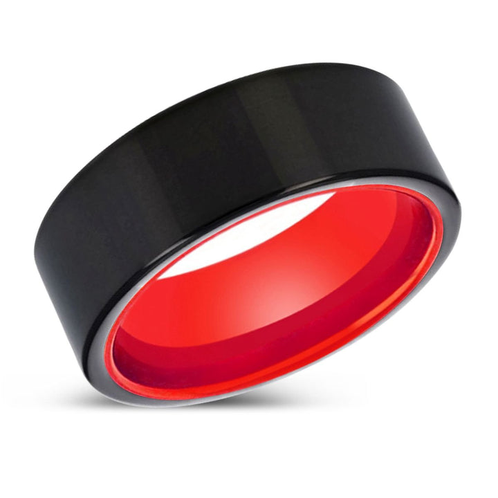 SOLORIS | Red Ring, Black Tungsten Ring, Shiny, Flat - Rings - Aydins Jewelry - 2