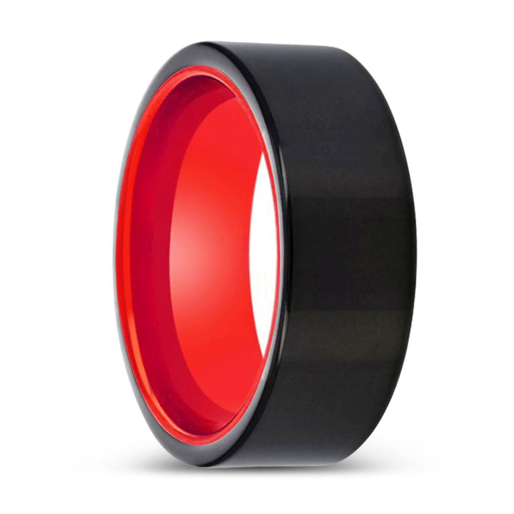 SOLORIS | Red Ring, Black Tungsten Ring, Shiny, Flat - Rings - Aydins Jewelry - 1