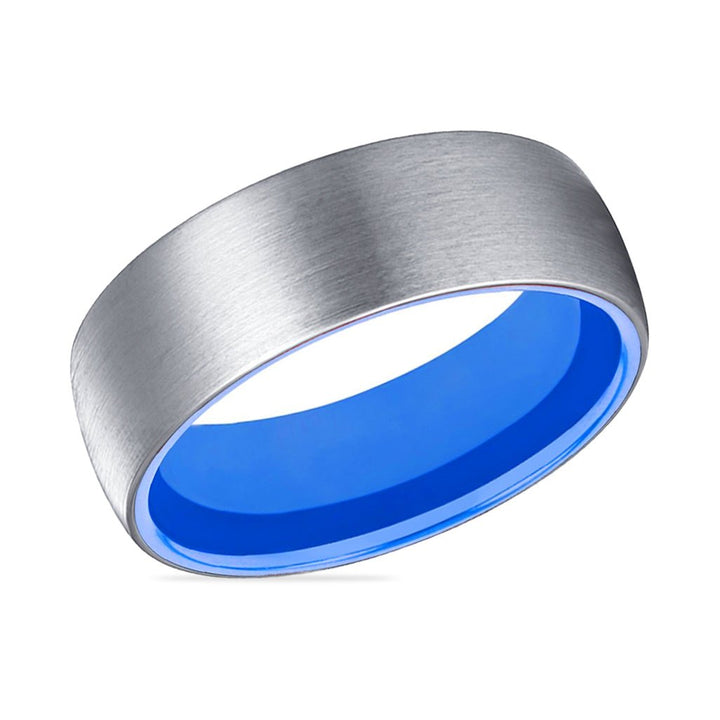 SONIC | Blue Ring, Silver Tungsten Ring, Brushed, Domed - Rings - Aydins Jewelry - 2