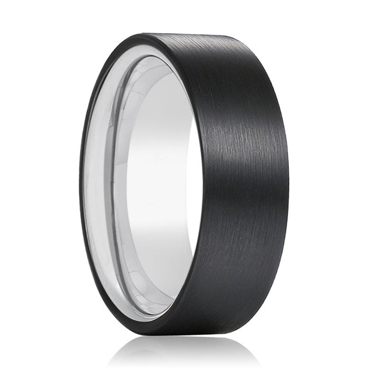 SOUL | Silver Tungsten Ring Black Brushed Flat - Rings - Aydins Jewelry - 1