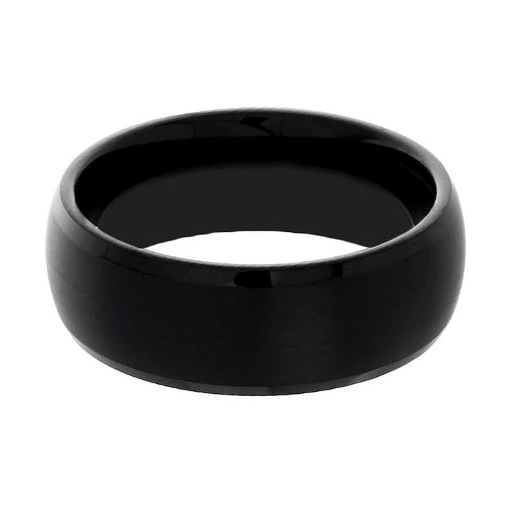 SPADE | Black Tungsten Ring, Brushed, Domed, Beveled - Rings - Aydins Jewelry - 2