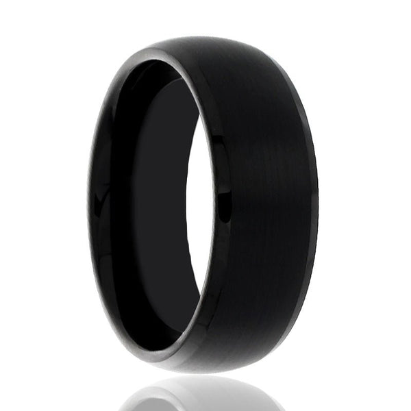 SPADE | Black Tungsten Ring, Brushed, Domed, Beveled