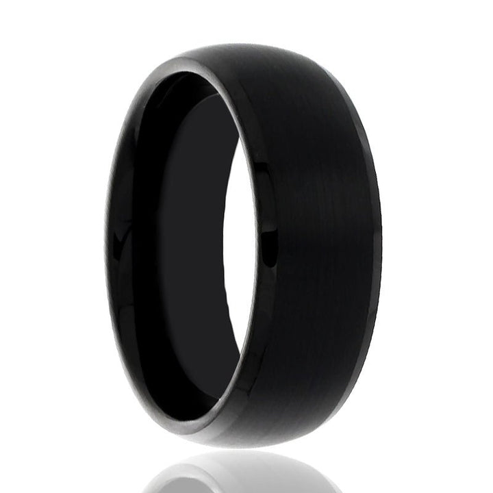SPADE | Black Tungsten Ring, Brushed, Domed, Beveled - Rings - Aydins Jewelry - 1