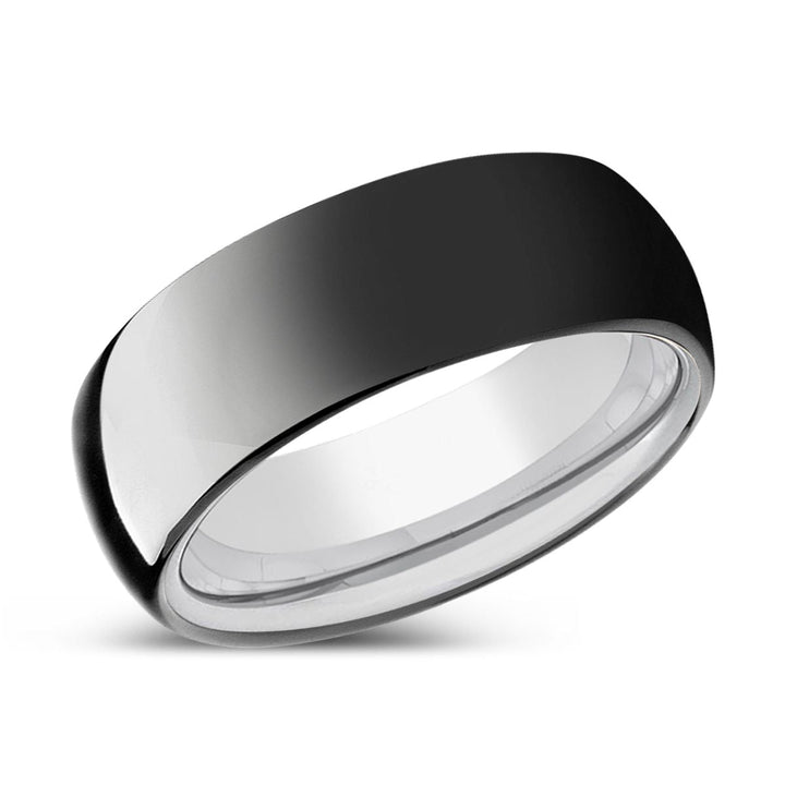 SPARKLE | Silver Ring, Black Tungsten Ring, Shiny, Domed - Rings - Aydins Jewelry - 2