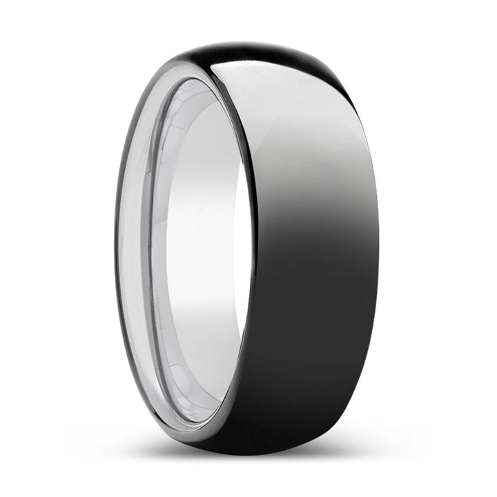 SPARKLE | Silver Ring, Black Tungsten Ring, Shiny, Domed - Rings - Aydins Jewelry - 1