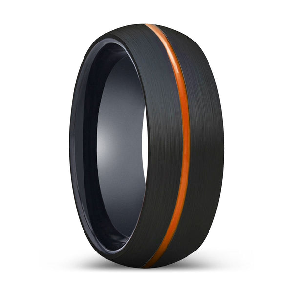 SPARTANITE | Black Ring, Black Tungsten Ring, Orange Groove, Domed - Rings - Aydins Jewelry - 1