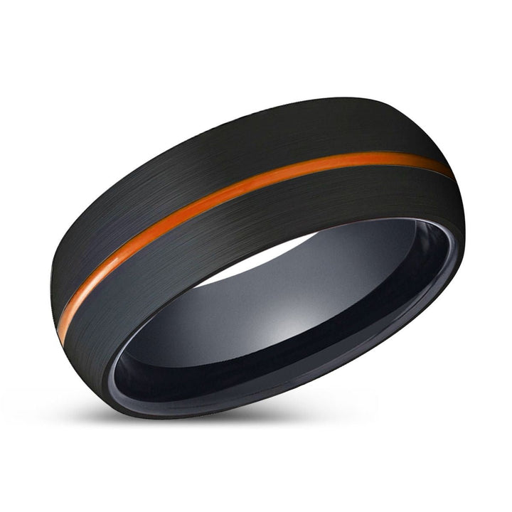 SPARTANITE | Black Ring, Black Tungsten Ring, Orange Groove, Domed - Rings - Aydins Jewelry - 2